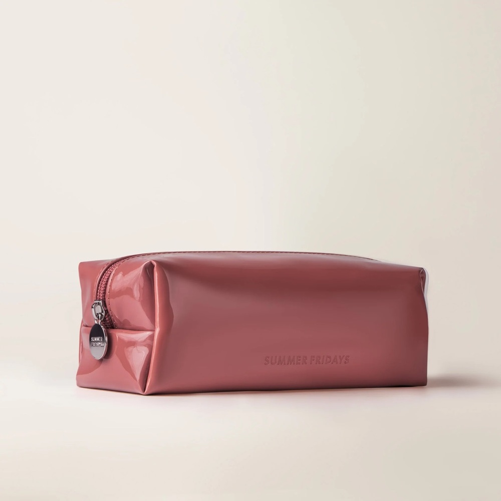 NWT Summer Fridays Cosmetic Pouch Makeup Bag Sugar Pink Zipper Travel